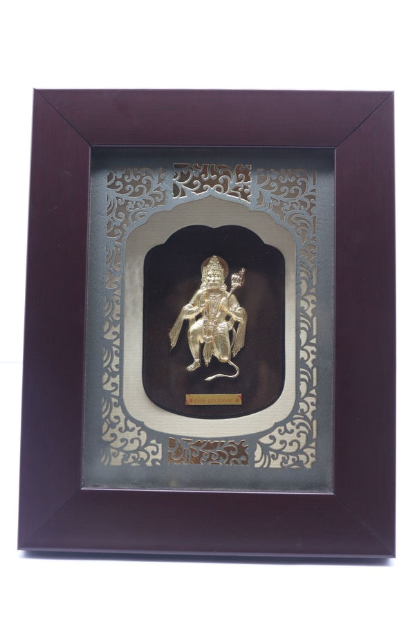 “Hanuman Ji Idol with Elegant Gold Frame – Spiritual Home Decor”