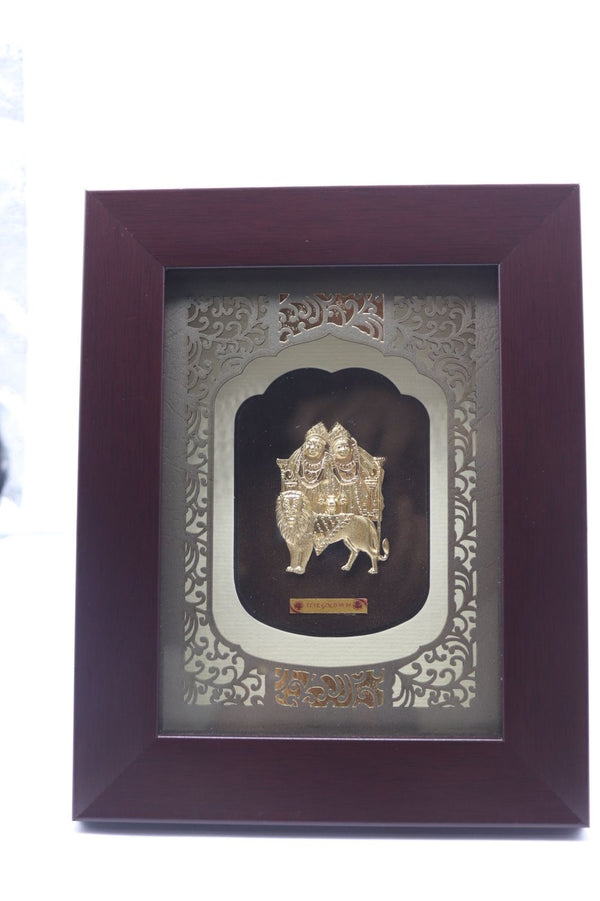 Shri Laxmi Mata Murti with Lion – Premium Gold & Brown Idol for Home Pooja”